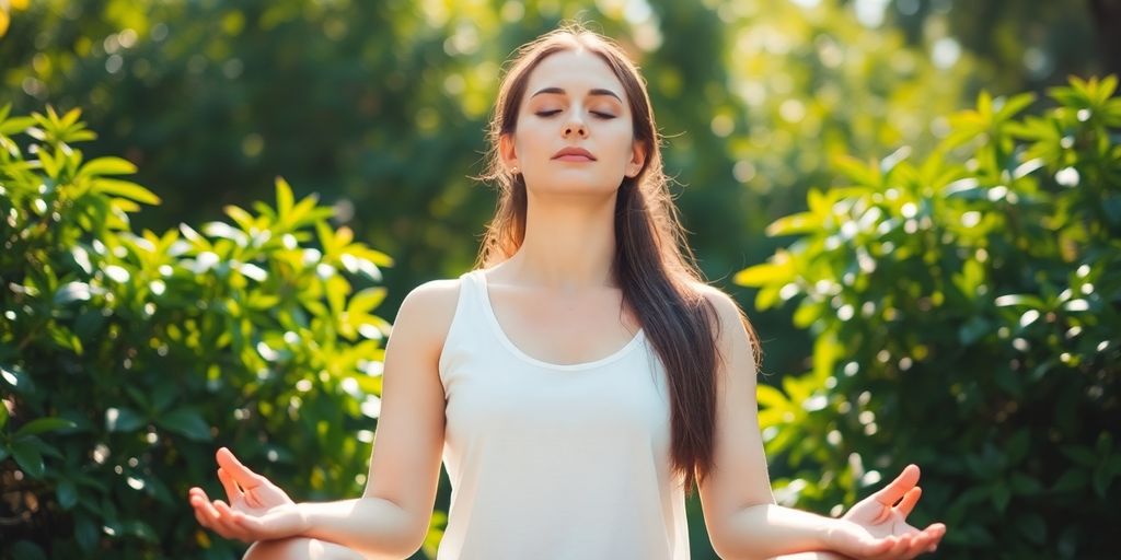 Woman meditating in nature