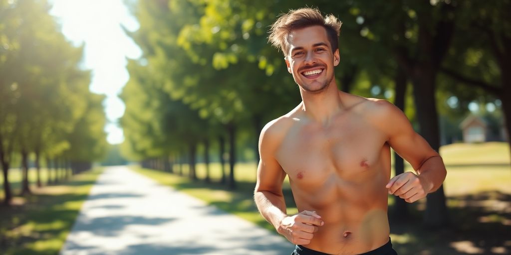 Person exercising outdoors with a vibrant, healthy glow.