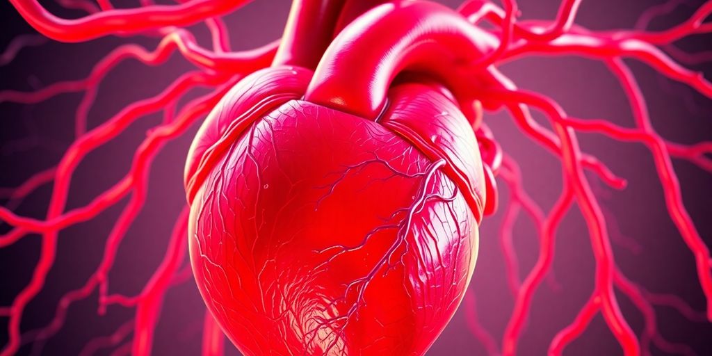 Healthy heart with flowing blood vessels.