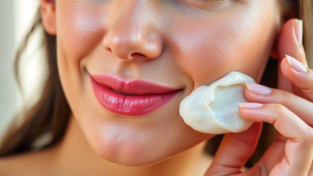 Woman applying a natural face mask for a glowing complexion.