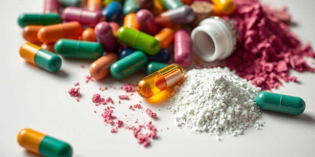 Colorful brain-boosting supplements for cognitive enhancement.