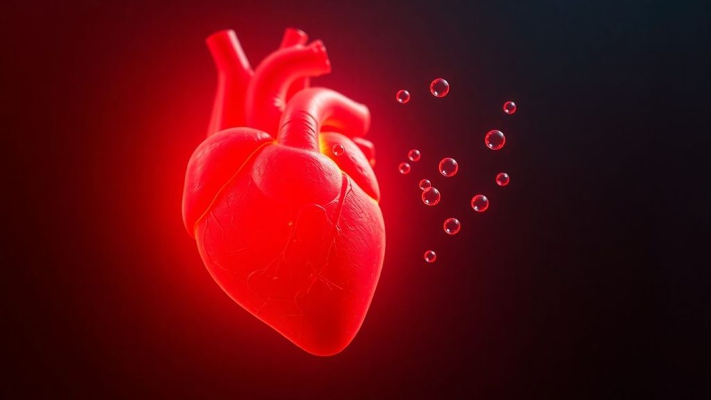 Heart with CoQ10 molecules