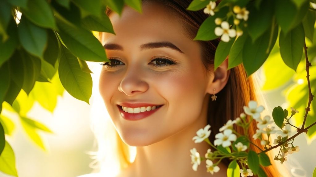 Woman in nature, hormonal balance