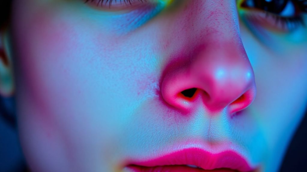 Face with a red glow