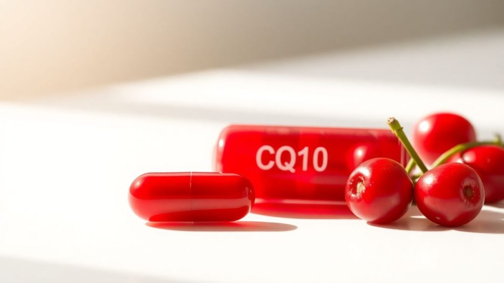 CoQ10 capsule with red berries